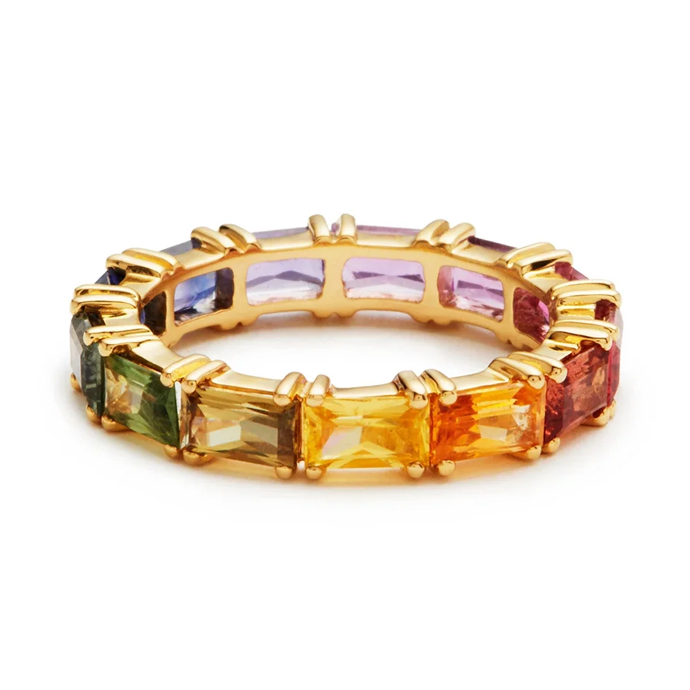 Xuan Rainbow Color Women's Ring Simple Fashion Light Luxury Attending Ball Accessories Daily Wearing  Jewelry Wholesale