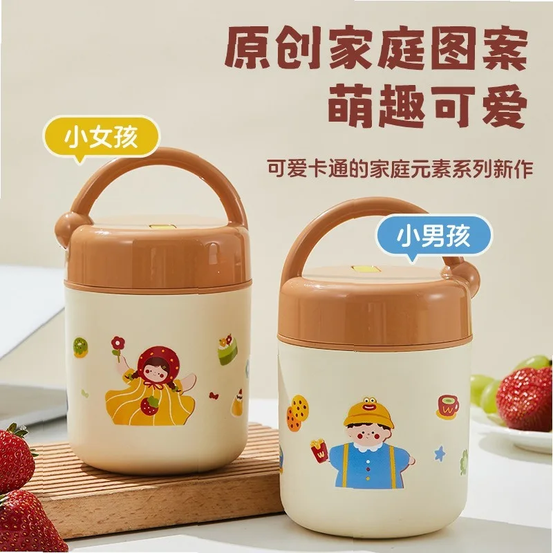 304 Stainless Steel Oatmeal Cup portable Lunch Box with Lid&Spoon Large Capacity Breakfast Soup Mug for Students Office staff
