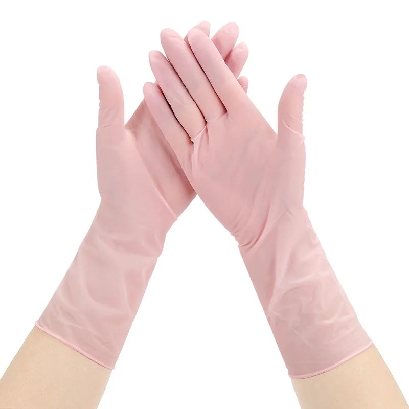 Nitrile Gloves Disposable 30 Pack Pink Latex Powder Free Gloves Non-Sterile Cleaning Food Kitchen Salon Beauty Household Gloves