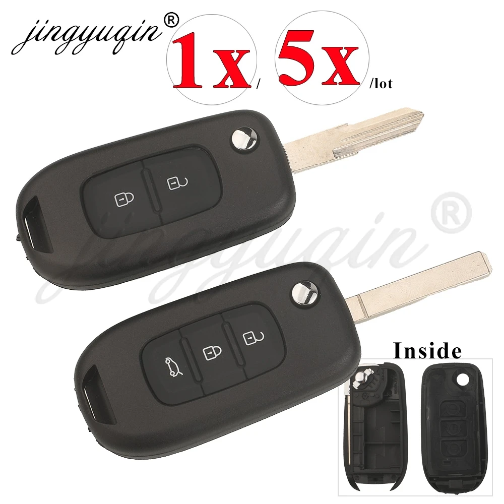 jingyuqin 2/3 Buttons VA2/VAC102 Flip Car Key Shell Case For Renault Logan Duster Sandero Oroch without PCB Housing Replacement