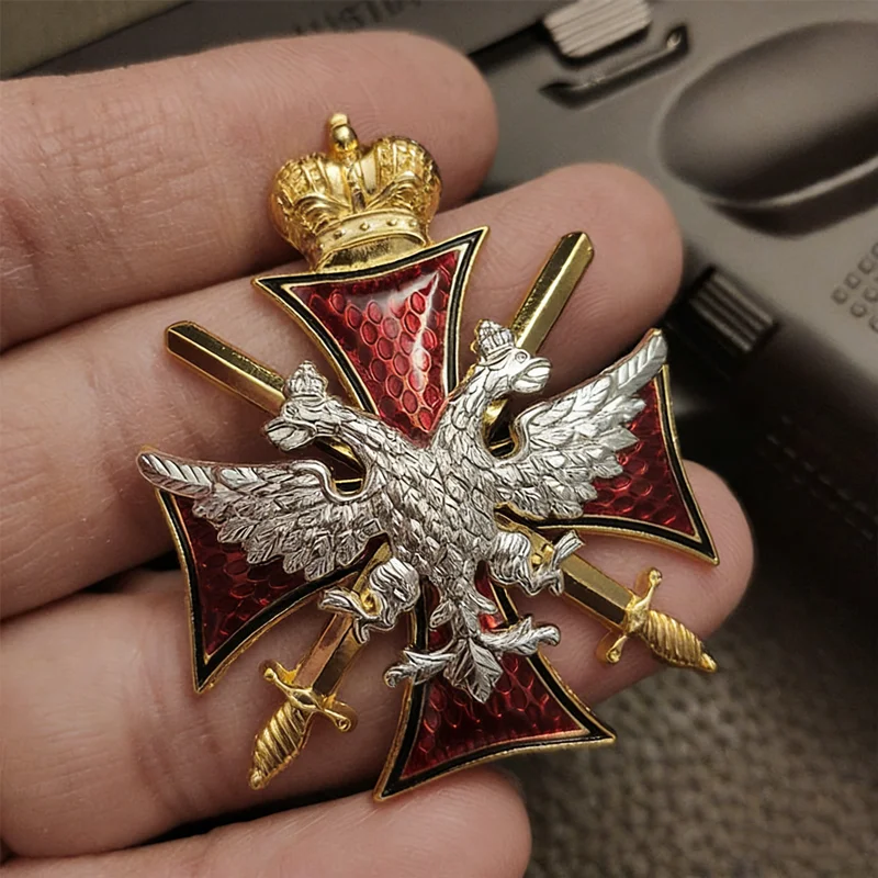 Tsarist Russia Double-headed Eagle Double Swords Guard Medal Cavalry Noble Badge Replica