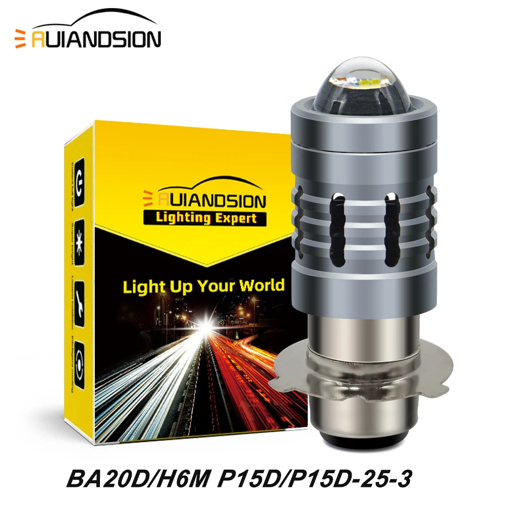 30W 1200LM P15D-25-3 H6M P15D Led Motorcycle Headlight Bulb H6 BA20D CSP Moto White High-low Beam ATV UTV Accessories 6000K