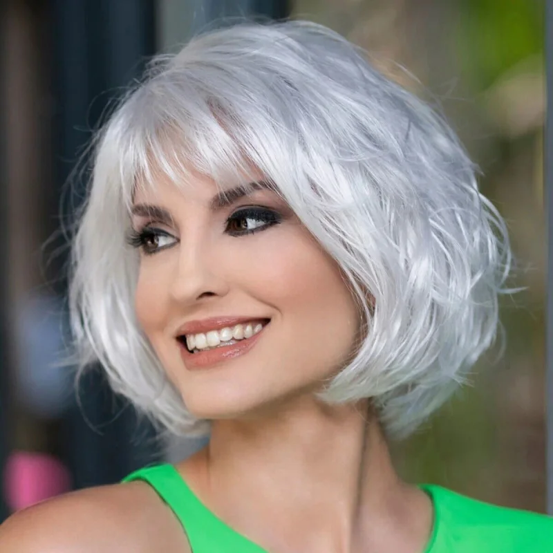 

Новый европейский и американский модный слегка вьющийся короткий парик в африканском стиле, хит продаж, серебристо-серый вьющийся парик с головой Бобо