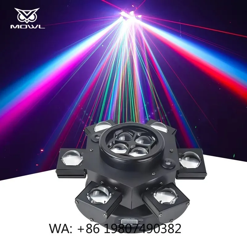 6 Arms 150W 4in1 RGBW Rotating LED Beam Projection Light DMX Strobe  for Bar Night Club Disco Party Stage
