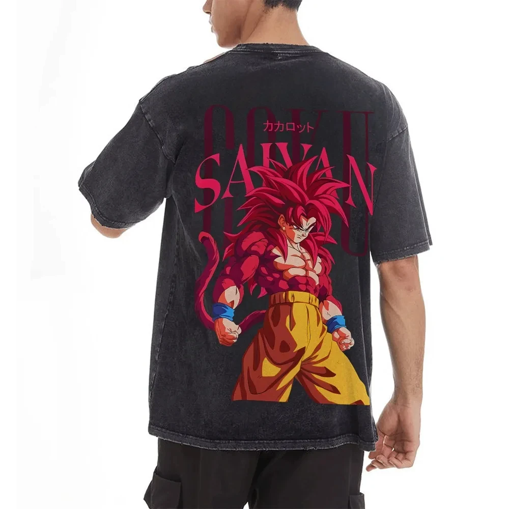 Dragon Ball Goku Gewassen Retro Paarkleding Korte mouw Sport Comfortabele zomer Populaire klassieke kleding met korte mouwen en halve mouwen