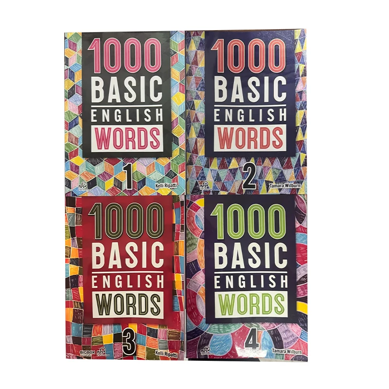 4 Books/Set 1000 Basic English Words Level 1-4 Kids English Vocabulary Textbook ESL Learning Book for Primary Students