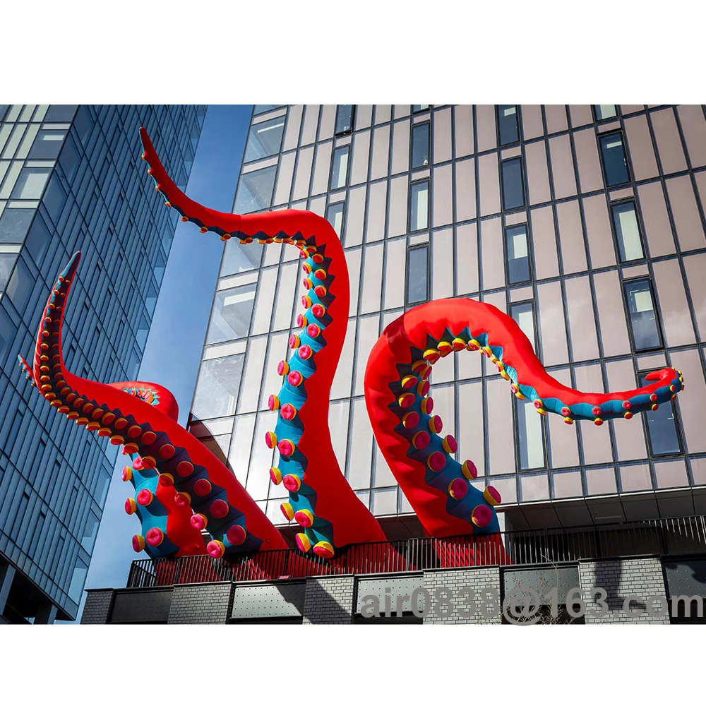 Tentacoli di polpo gonfiabili all'aperto artificiali Bracci di polpo animale rosso per eventi Nightclub Party Decorazione di Halloween all'aperto