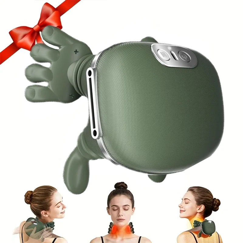 

Neck Massager Portable Electric Deep Tissue Kneading Shoulder Massager with Heat for Stress Relief And Muscle Relaxation green