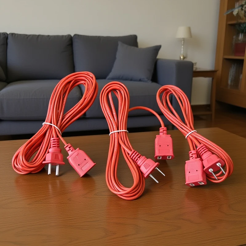 AC Power Cord White Black Red Line With ON/OFF Switch Button Cables Wire Two-pin Plug Cable Extension Cords Adapter