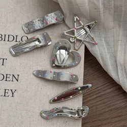 1Pcs Silvery Y2k Hair Clips For Women Elegant Metal Duckbill Clip Side Bangs Barrettes Girls Hair Accessories