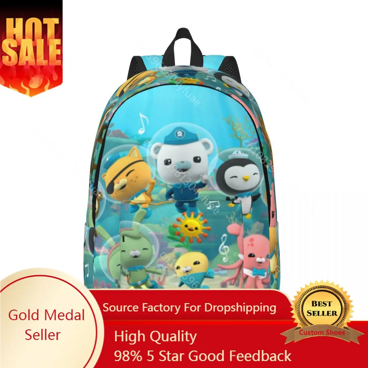 

Octonauts Team Backpack Cute Cartoon Christmas Workout Backpacks Girl Fashion School Bags Designer Print Rucksack