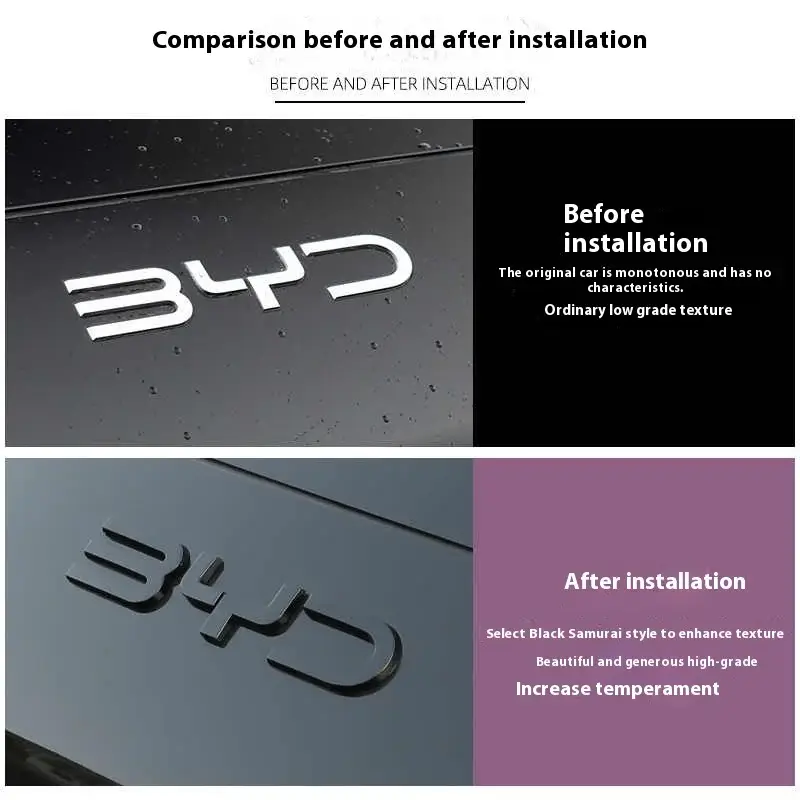 For BYD Song Plus DMI Seal U Sealion 6 Black Front Emblem Modification Black Warrior Car Badge Covering Styles Logo - Image 3