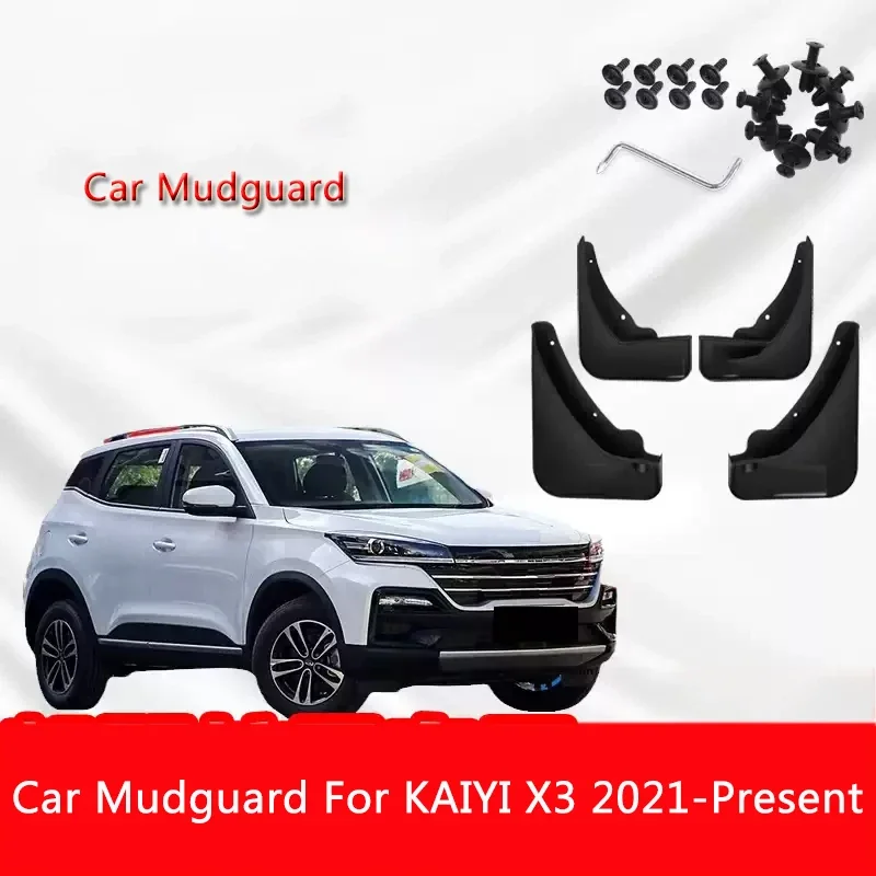 4pcs ABS Car Fender Mud Flaps Auto Splash Guard Anti-dirt Wear-resistant For KAIYI X3 2021-Present Body Protect Accessory