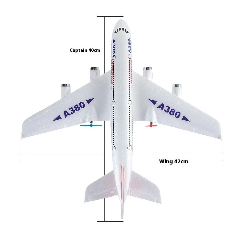 Rc Plane Fixed Wing Foam Aircraft Hw30 Remote Control Aircraft A380 Airbus Two Channel Backward Push Dual Power Model Glider Toy