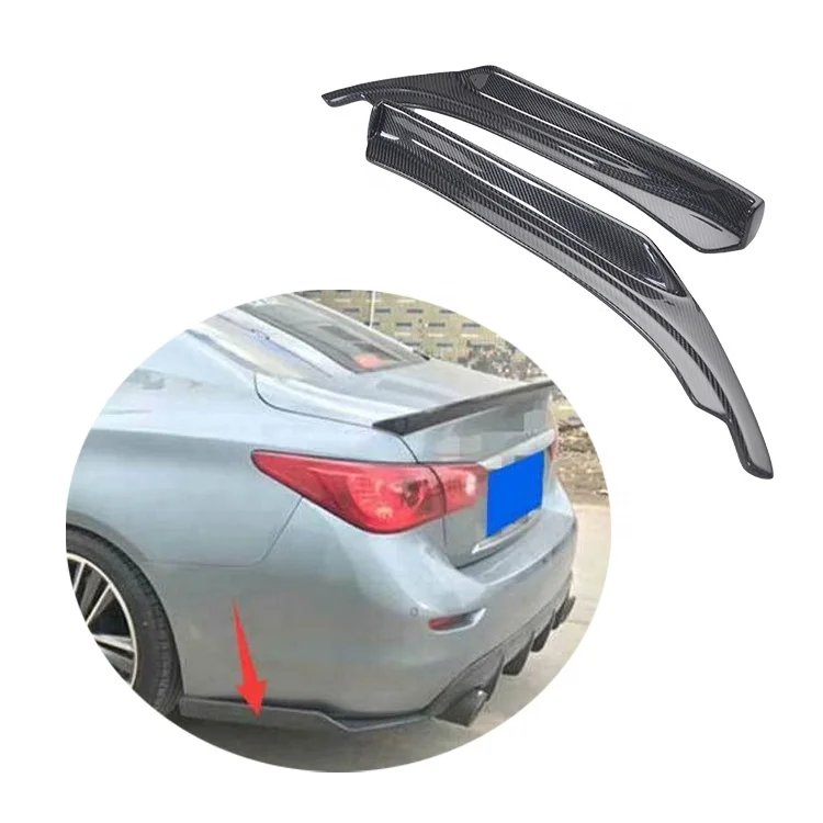 Rear Bumper Side Corner Splitters Aprons For Infiniti Q50 2014-2020 Real Carbon Fiber Rear Bumper Add-On Aprons