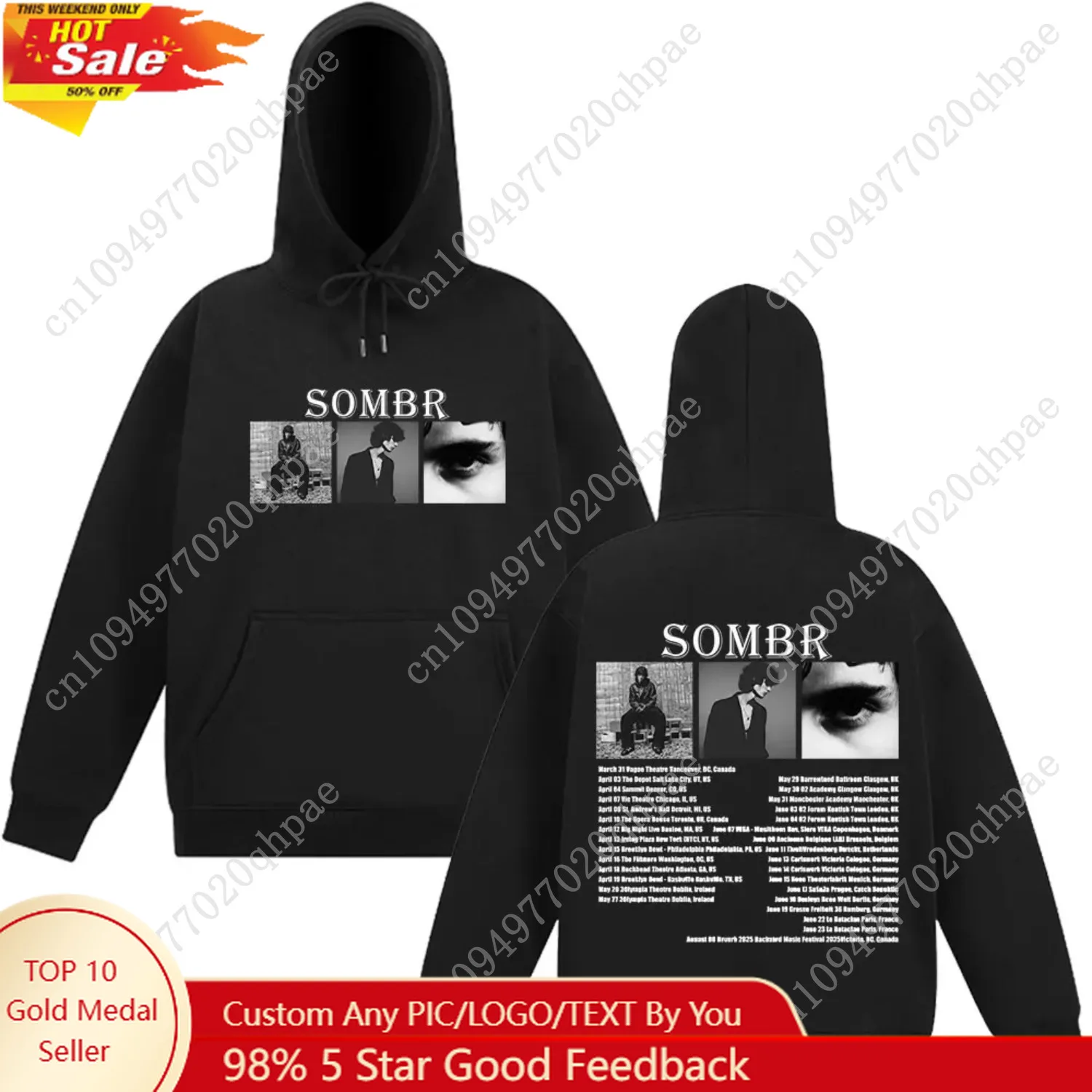 

Sombr Merch Live 2025 Tour Hoodie Men Women Fashion Pullover Long-sleeved Loose Casual Oversized Hip-hop Sportswear Streetwear