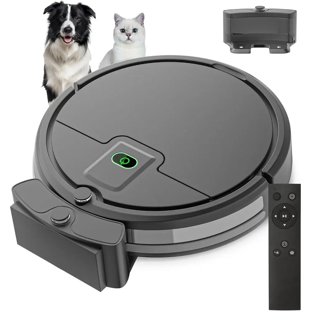 

2900Pa Suction Robotic Vacuum Cleaner with Remote Control, Automatic Self-Charging, Long Run Time, Slim & Quiet for Low Carpet P