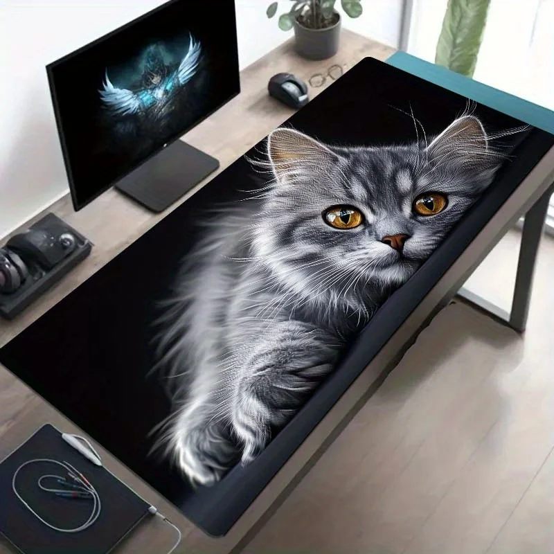 Extra Large Cat Design Gaming Mouse Pad,Non-Slip Rubber Base Washable Surface, Perfect Gift for Office Gaming Christmas