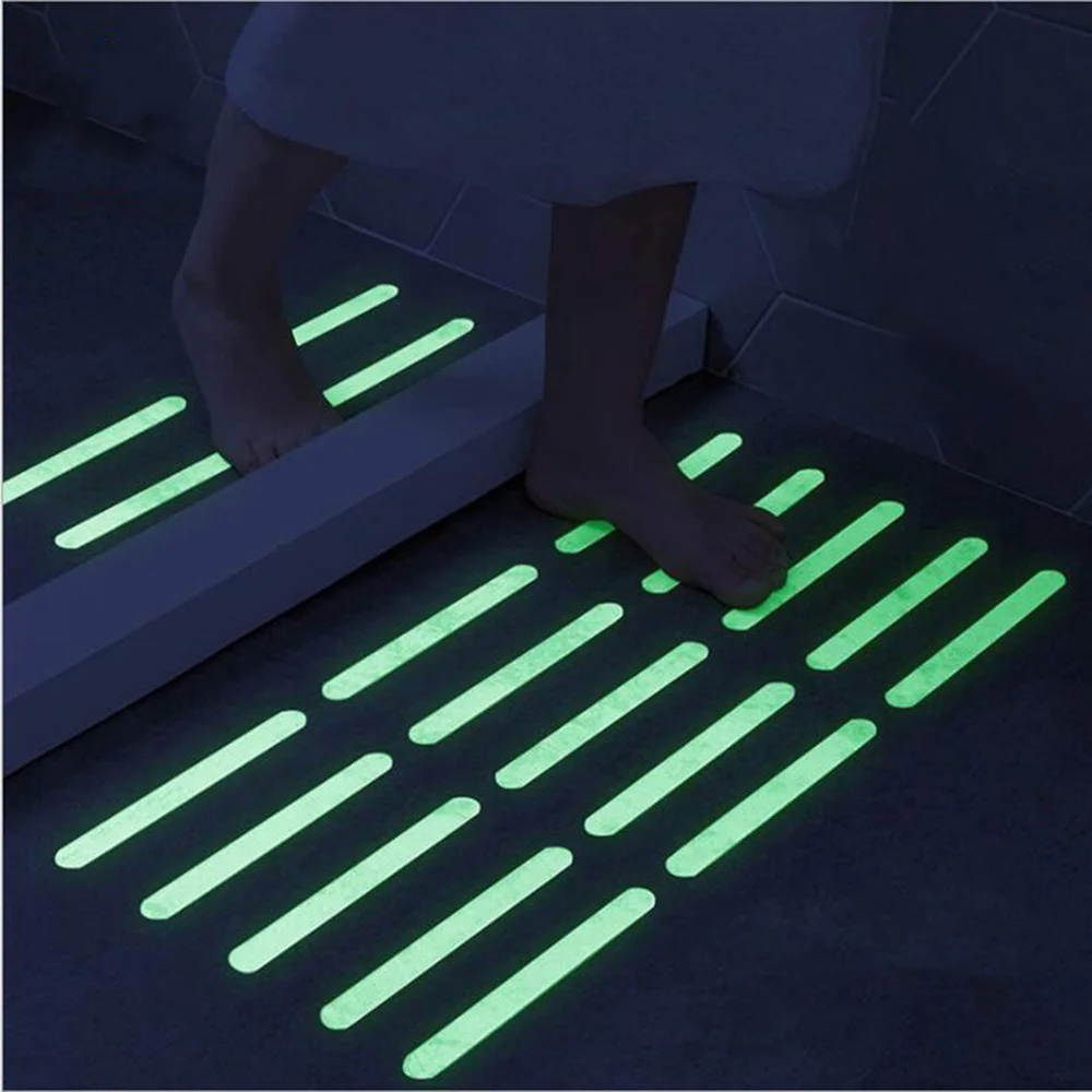 

New 12pcs Noctilucent non-slip shower strip paste transparent bathtub mat step anti-fall high-strength sticky safety tape pad