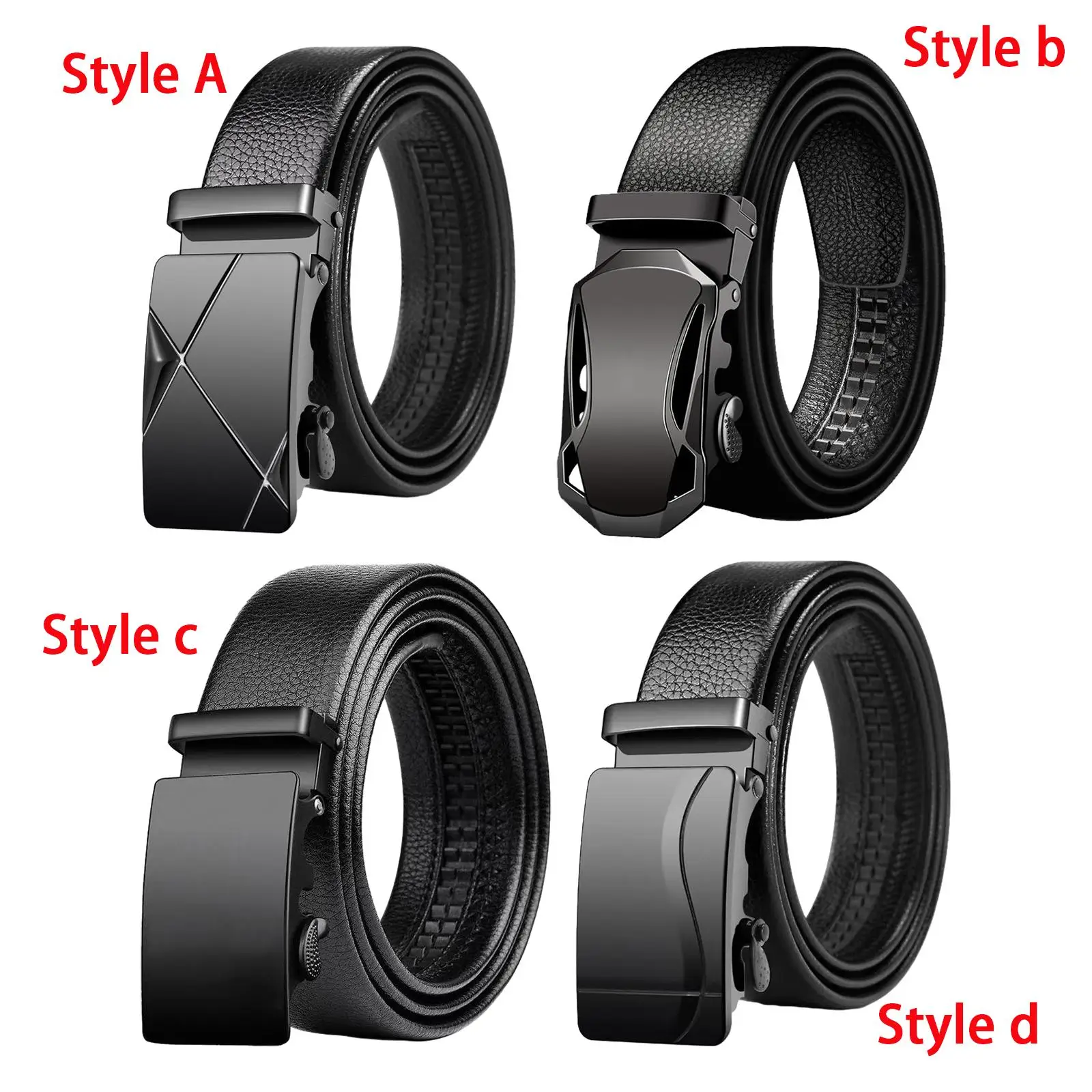 Faux Leather Ratchet Belt for Men Elegant Slide Buckle Luxury Fashion Accessory for Business Suits