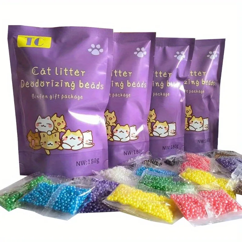 1pc Premium Cat Litter Deodorizing Beads Set - 18 Wrapped Pouches 9 Fragrances Silica Gel, Effective Odor Control ﻿