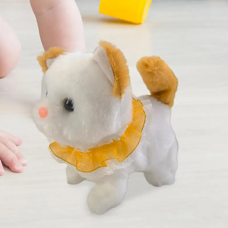 Lopende en blaffende robotkat Realistisch elektronisch knuffel Interactief kittenspeelgoed voor kinderen Jongens Meisjes