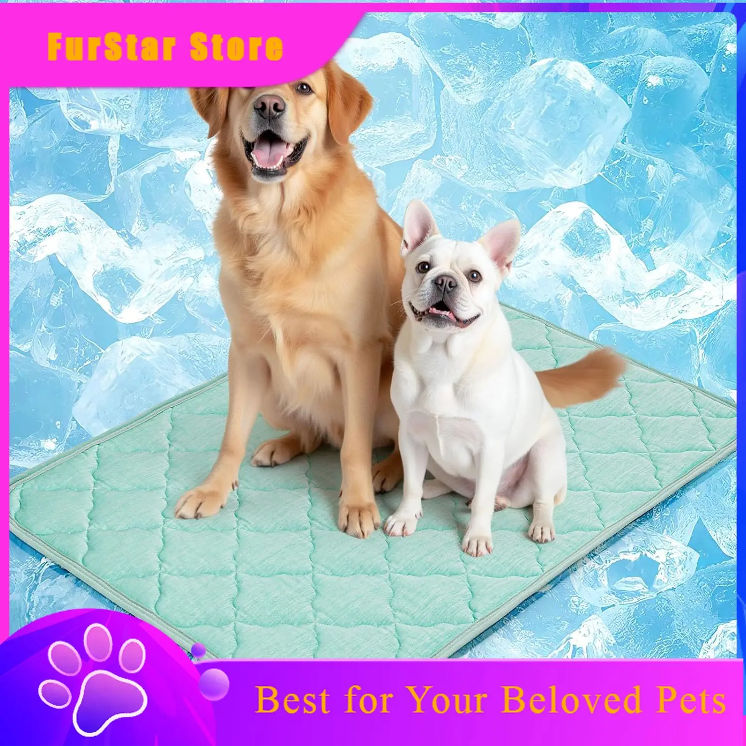 FurStarLarge Dog Cooling Mat 40x28 Inch With Anti-Slip Bottom, Durable Washable Pet Pad For Indoor Outdoor Use