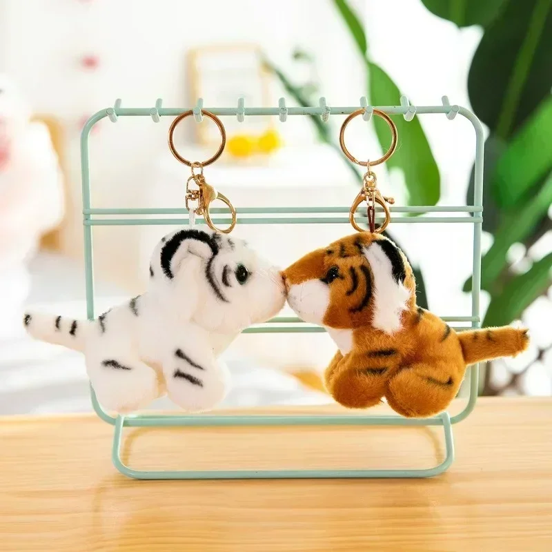 Simulation Tiger Doll Pendant Plush Toy Cute Cute Small Size Mini Siberian Tiger Doll Rag Doll Car Key Pendant