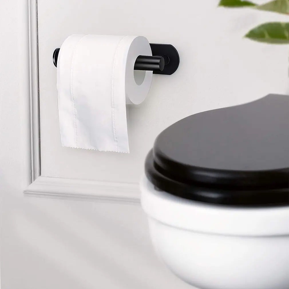 ชั้นวางที่วางติดผนังทิชชู่ติดผนังแบบไม่พันกันมีกาวในตัวสีดำ tisu toilet ผ้าขนหนูกระดาษในห้องน้ำ