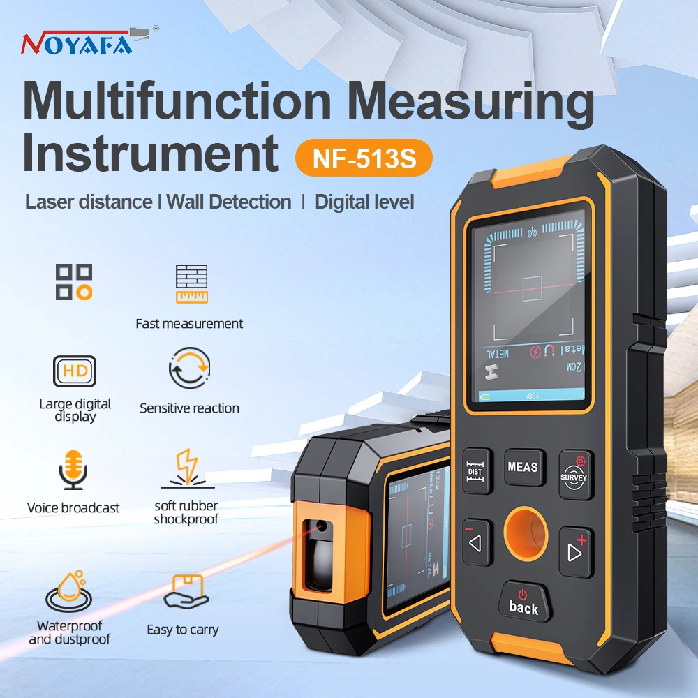 Noyafa Nf-513S Metal Detector Wire Finder for Detecting Underground Cables Cable Metal AC Wood in Walls Cable Tracker Tools