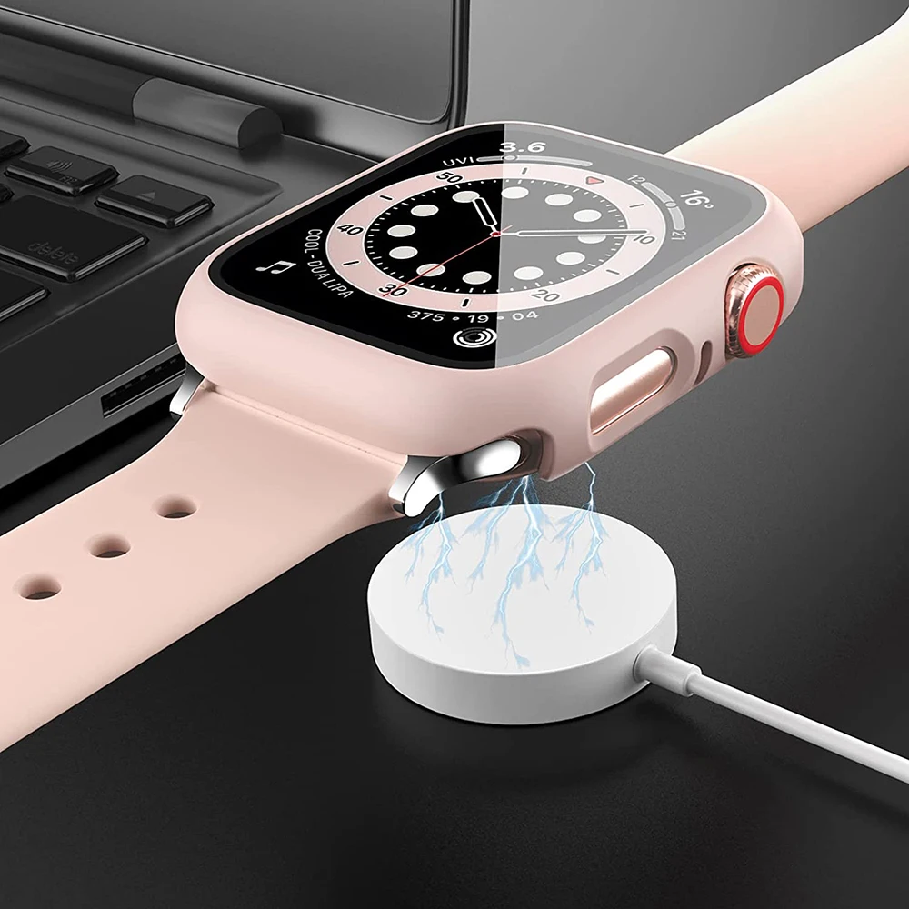 Vidro + caso para apple assistir serie 6 5 4 3 2 1 se 44mm 40mm iwatch caso 42mm 38mm protetor de tela amortecedor + capa relógio acessórios