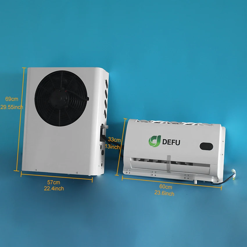 سبليت سيارة كهربائية فان تيار مستمر 12 فولت وحدة التيار المتناوب وقوف السيارات مكيف الهواء 24 فولت تكييف الهواء 12 فولت لشاحنة تخييم