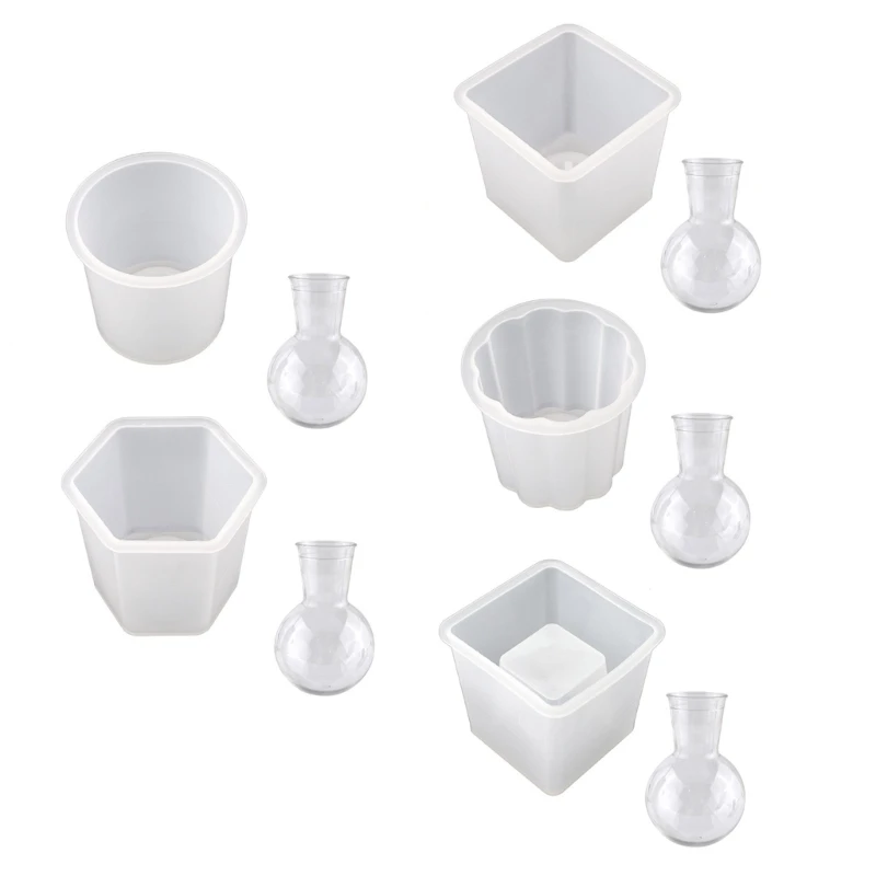 

Vase Silicone Mold Hydroponic Planter Epoxy Molds for Resin Casting with Bottom Holder Mold for DIY Crafts Home Decor