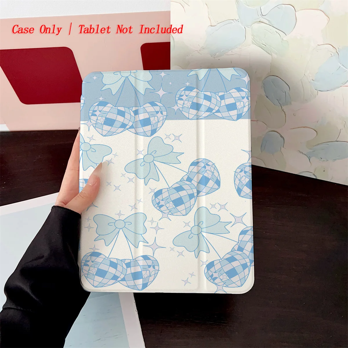 

Cute Pastel Blue Love Heart + Blue Bowknot Pattern iPad Cover For Apple iPad 10.2 10.9 Inch Pro 11 Air 5 Mini 6 Shockproof Case