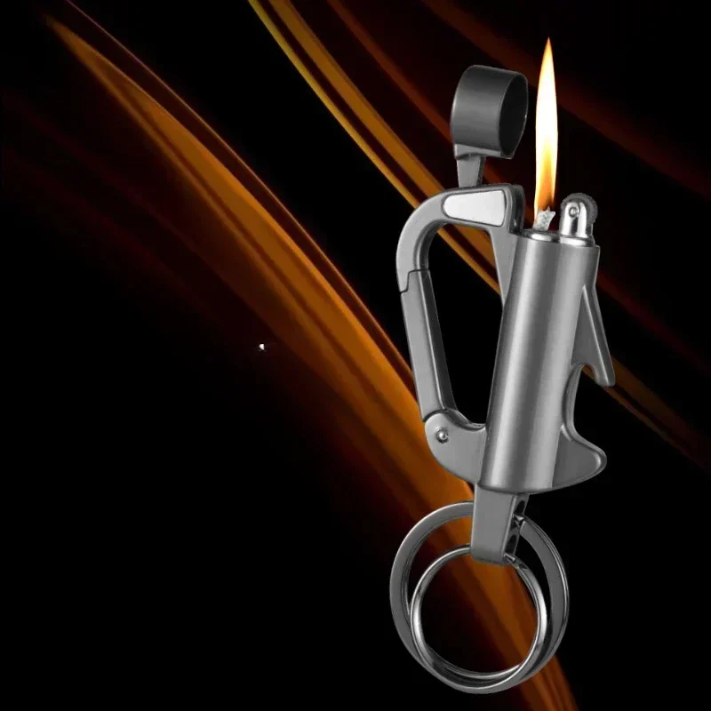 Multifunctional Kero sene Keychain Lighter Bottle Opener Grinding Wheel Flint Oil Lighter Windproof Outdoor Camping Lighter
