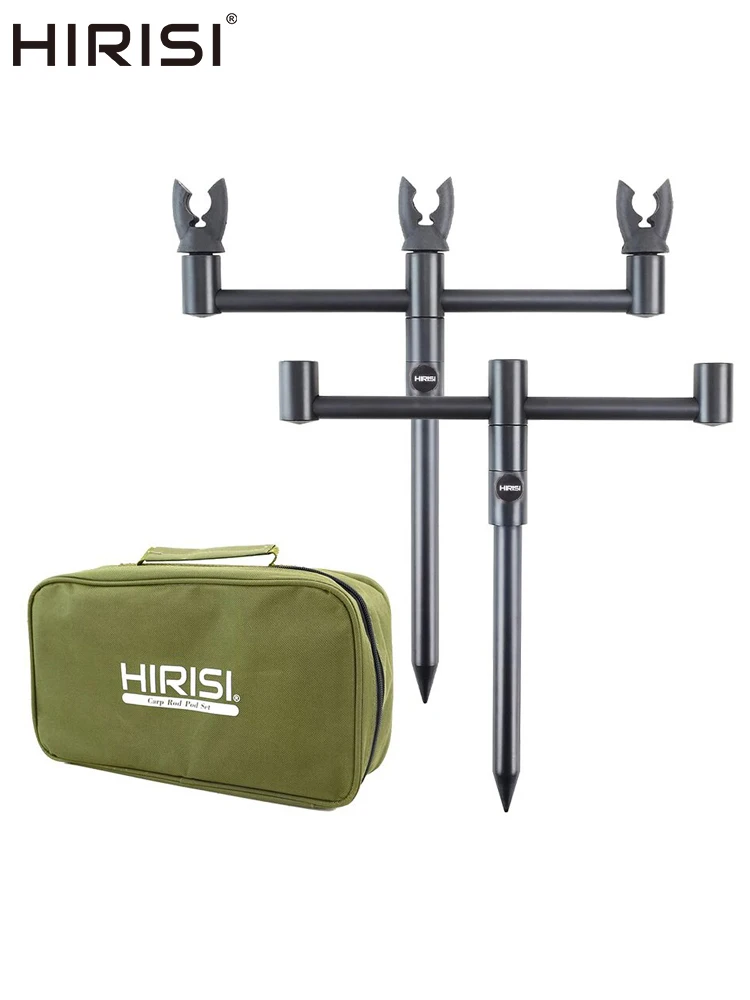 Hirisi Karpfenangel-Rod-Pod-Set mit Buzz Bar und Banksticks sowie 3 Rutenauflagen in tragbarer Angeltasche