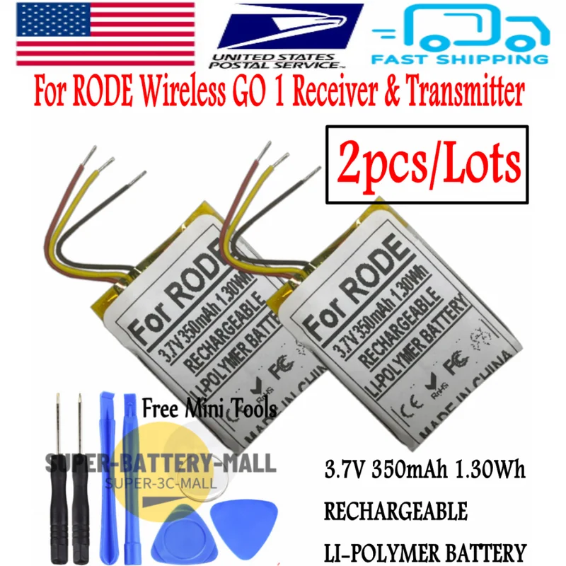 

2pcs/Lots 350mAh Battery for RODE Wireless GO Receiver & For RODE Transmitter
