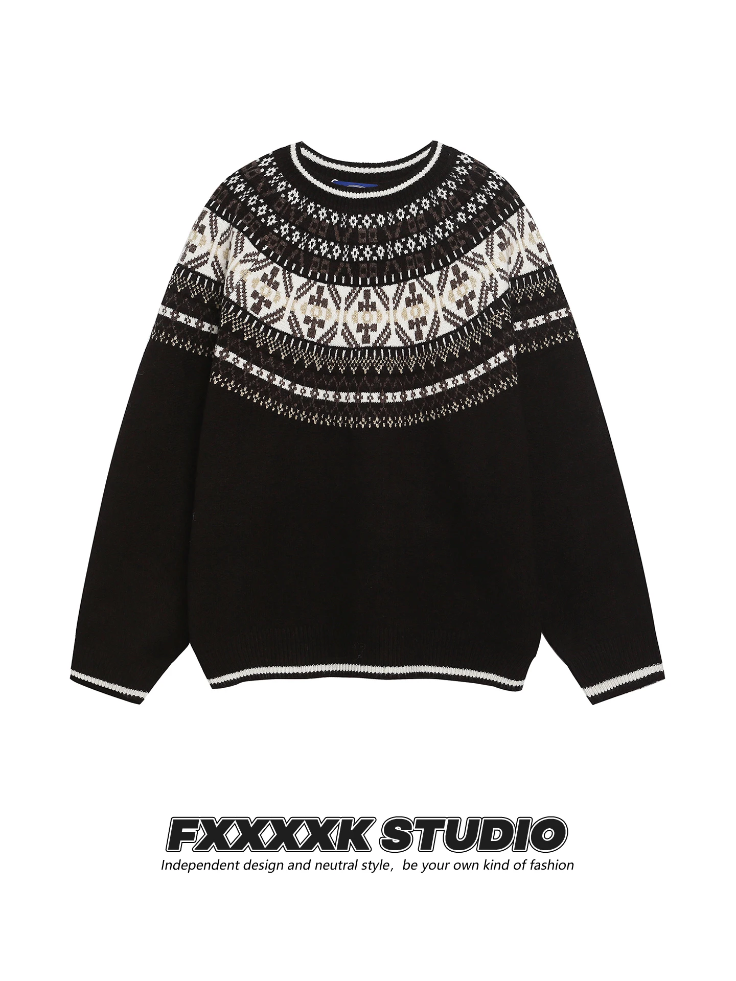 

Original American Retro Knitted Sweater Couple Matching round Ne Tassel Loose Fit Warm Comfortable Casual Wear for Men And ...