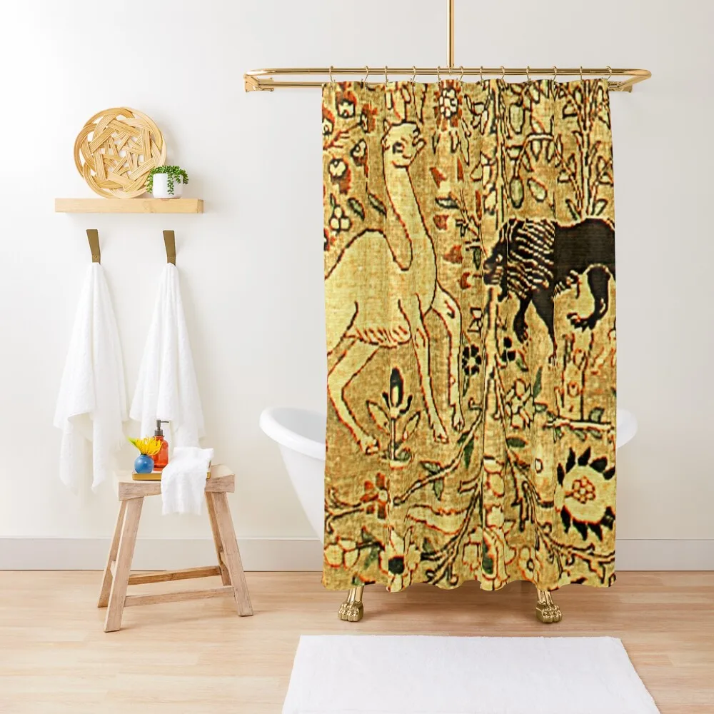 

Antique Persian Tabriz Animal Rug Print Shower Curtain Bathroom Box Shower Bath Bathroom Accessories Shower Waterproof Curtain