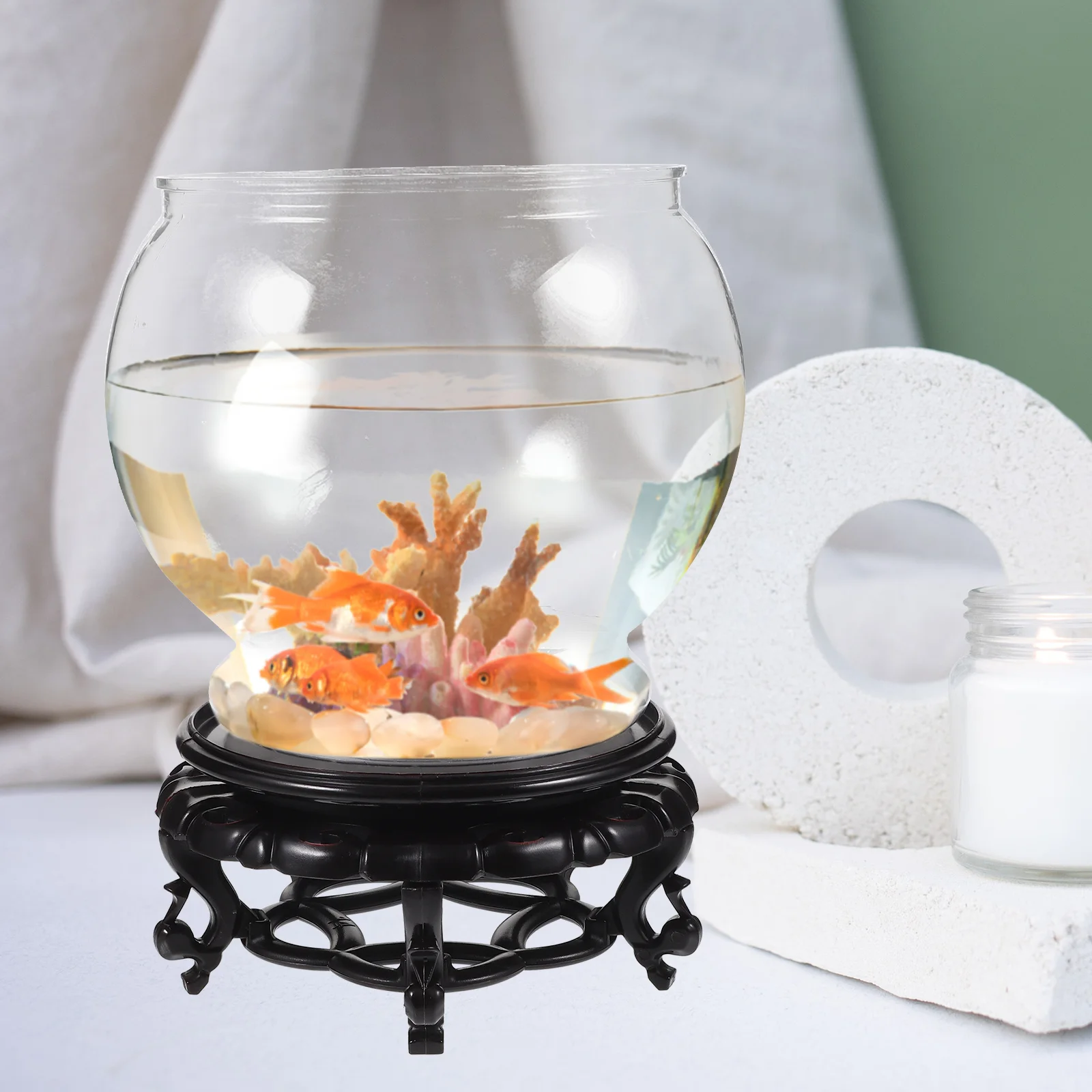 Transparent Fish Tank Goldfish Aquarium Plastic Bowl Home Small Bowls Fall Prevention Desktop Decorative