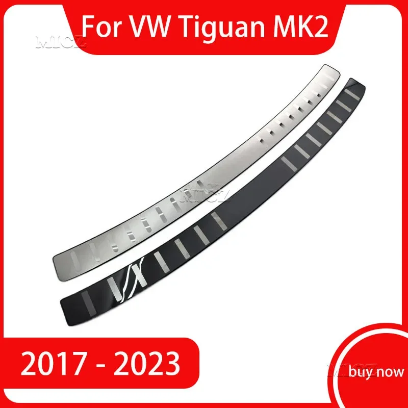 For VW Volkswagen Tiguan MK2 2017-2019 2020 2021 2022 2023 Rear Bumper Protector Sill Trunk Rear Guard Tread Plate Cover Trim