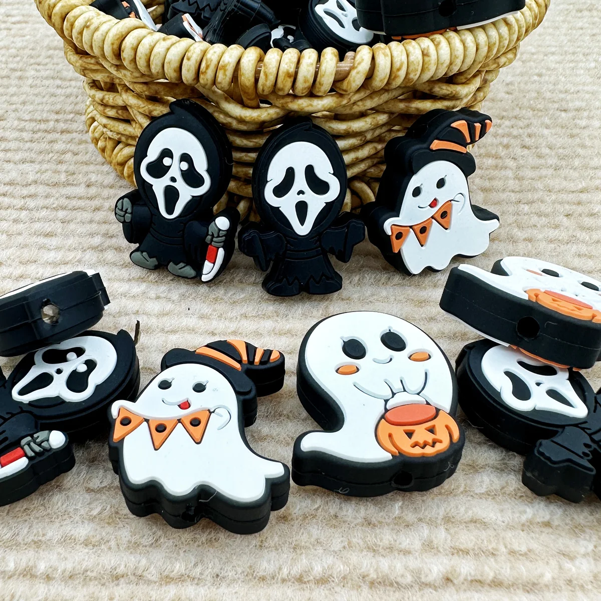 10PC Baby Silicone Bead Baby Halloween Ghost Beads Teethe Baby DIY String Pen Bead Nipple Chains Jewelry Accessories Kawai Gifts