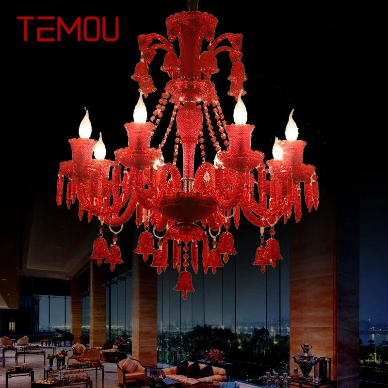 

TEMOU Luxurious Style Crystal Pendant Lamp European Candle Lamp Art Living Room Restaurant Bedroom Villa Chandelier