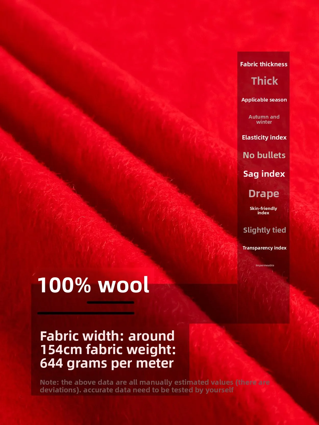 

Thiened Large Red Pure Wool Long Hair Smooth Fabric Camere Coat Fabric Autumn Winter Faion European Sle Hand...