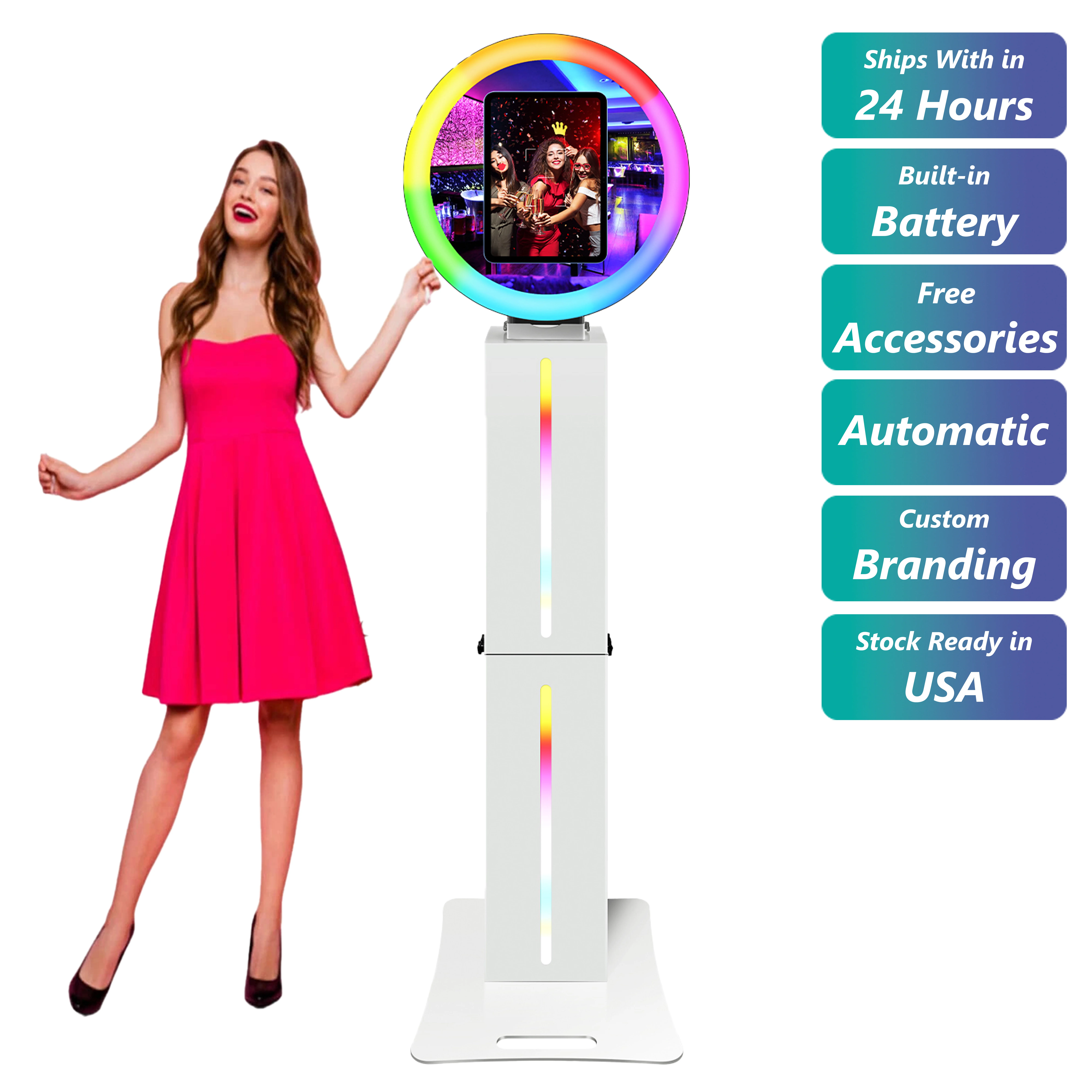 Warehouse iPad photo booth with printer and camera pad photo booth machine with flight case