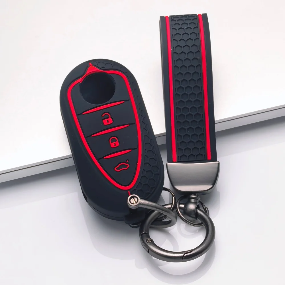 Car Key Fob Protective Cover Holder with Keychain for Alfa Romeo Giulietta 4C Mito 159 GTO GTA Myth High-Grade Material Perfec