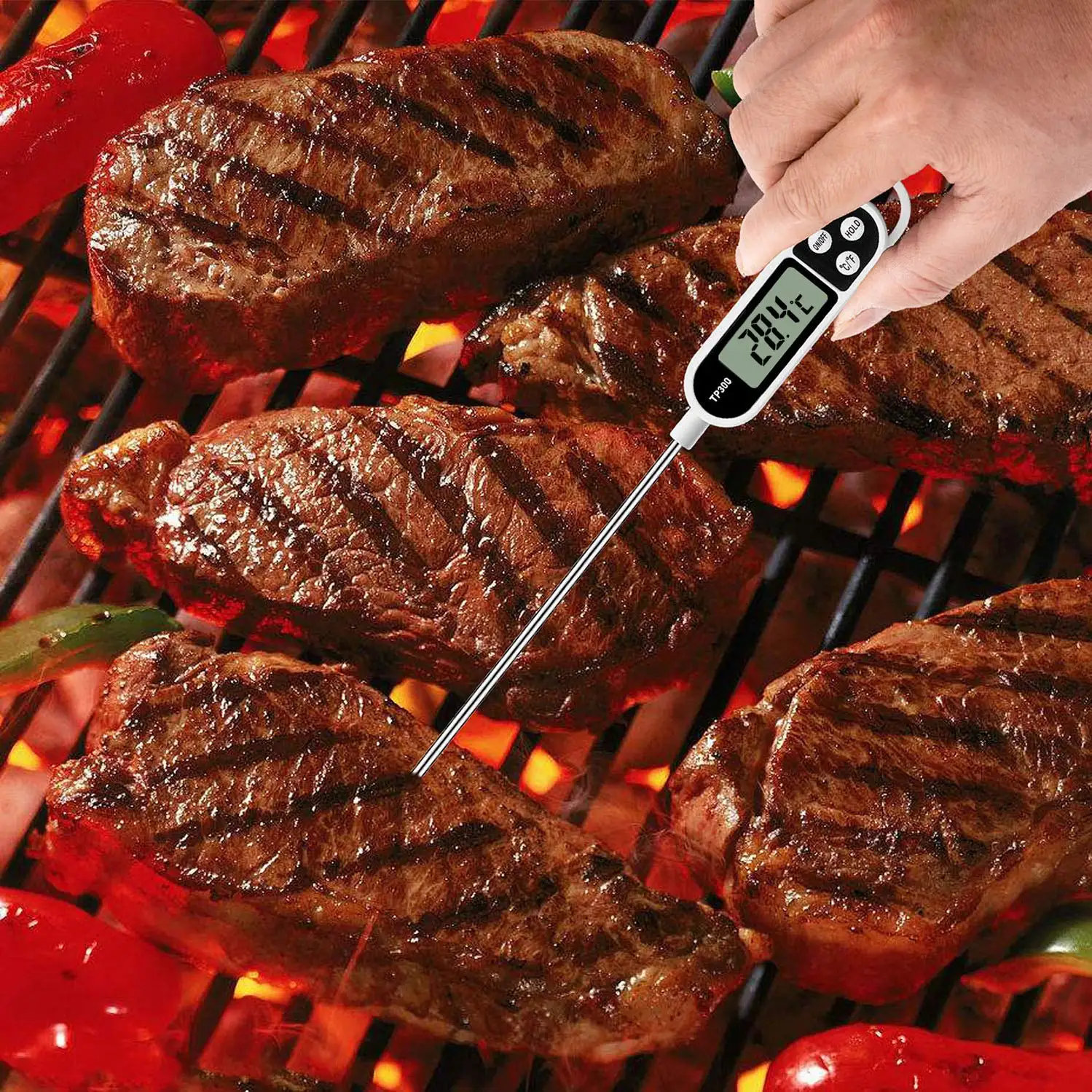 Instant Read Food Thermometer with Long Probe for Cooking BBQ Baking Candy Milk Yogurt Temperature Measurement