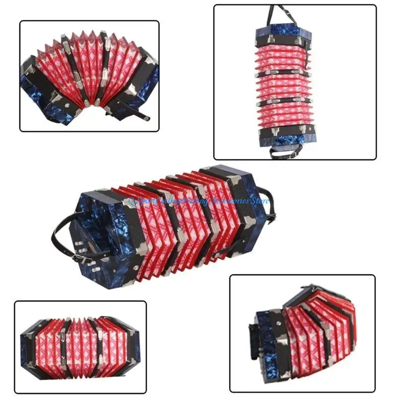 Concertina acordeão 20 teclas 40 palhetas hexagonais portátil mini instrumento acordeão para iniciantes e profissionais