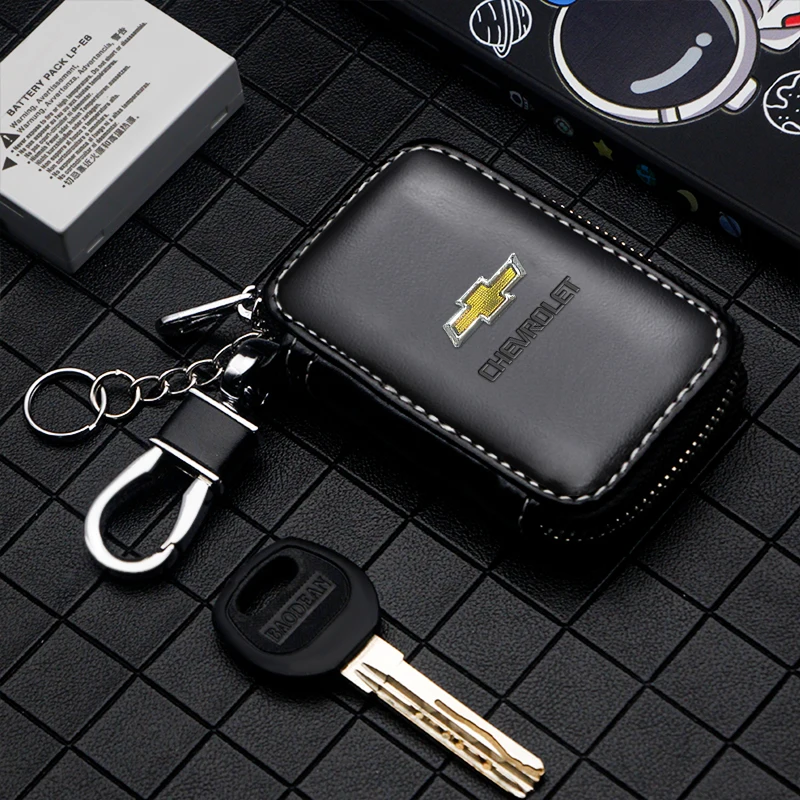 Leather Car Key Holder Car Keychain Bag Organizer Car Key Case For Chevrolet Spark Silverado Trailblazer Cruze Captiva Lacetti