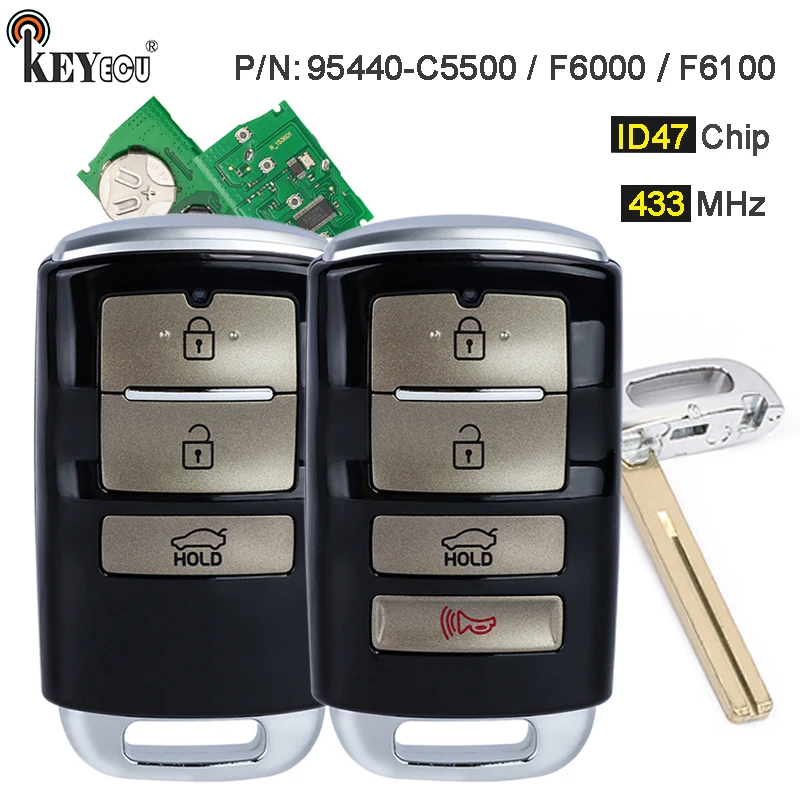 

KEYECU 433.92MHz ID47 95440-C5500 95440-F6000 95440-F6100 Keyless-Go Smart Remote Key Fob for Kia Cadenza 2016 2017 2018 2019